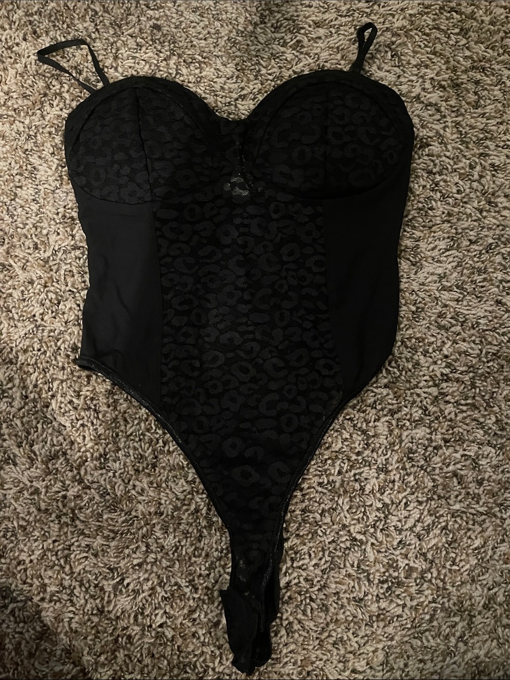 Bozzolo Black Lace-Detail Bustier Bodysuit